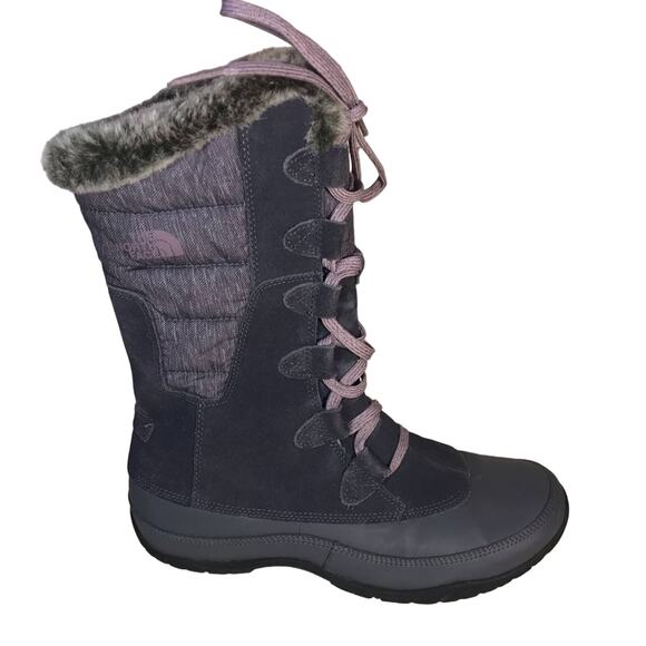 The North Face Nuptse faux Fur Boots Iron Gate Grey Quail Grey purple sz 8.5 - Picture 2 of 10